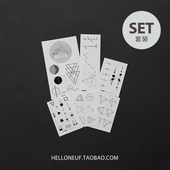 NEUF弗创意纹身贴套装 包邮 线实主义 人气简洁几何线条系列6张