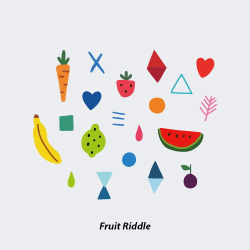 neuf弗 原创防水纹身贴《蔬果谜语》彩色几何图案 夏天水果 大张