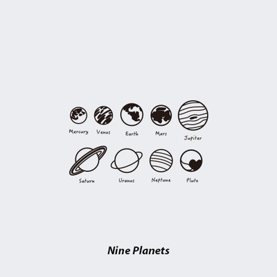 NEUF弗 防水纹身贴《九小行星》字母星球银河系我们的家