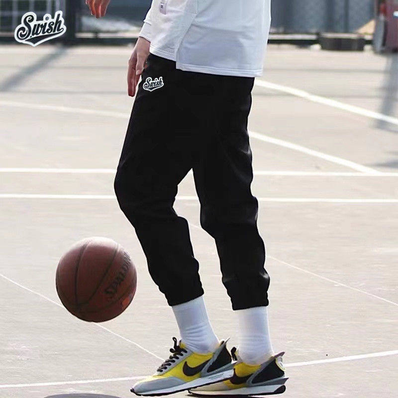 Swish美式卫裤篮球长裤男薄款黑色灰色束脚运动裤训练扎袜裤子潮