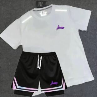 Volan沃兰夏季训练速干短袖套装跑步体育田径训练服短裤运动宽松