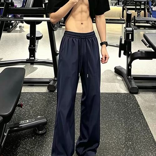 藏青色速干直筒裤子男款春秋季健身运动休闲裤cleanfi直筒长裤