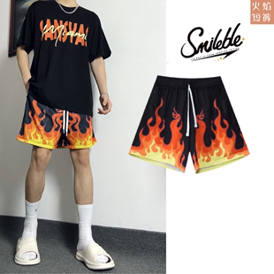 美式篮球短裤火焰四分训练球潮流休闲宽松运动健身百搭短裤不过膝