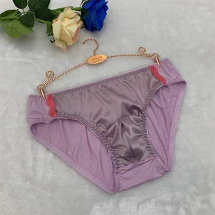 丝滑牛奶丝缎面拼接男士女性化设计自然舒适日常穿健康性感三角裤