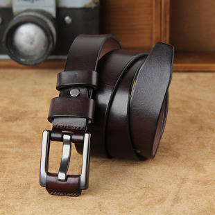 头层牛皮复古黑色宽针扣女士皮带纯牛皮个性 女腰带 女皮带百搭时尚