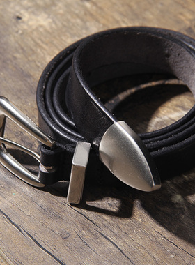 真皮cleanfit风格头层牛皮复古细皮带女百搭双锁环小众男士细腰带