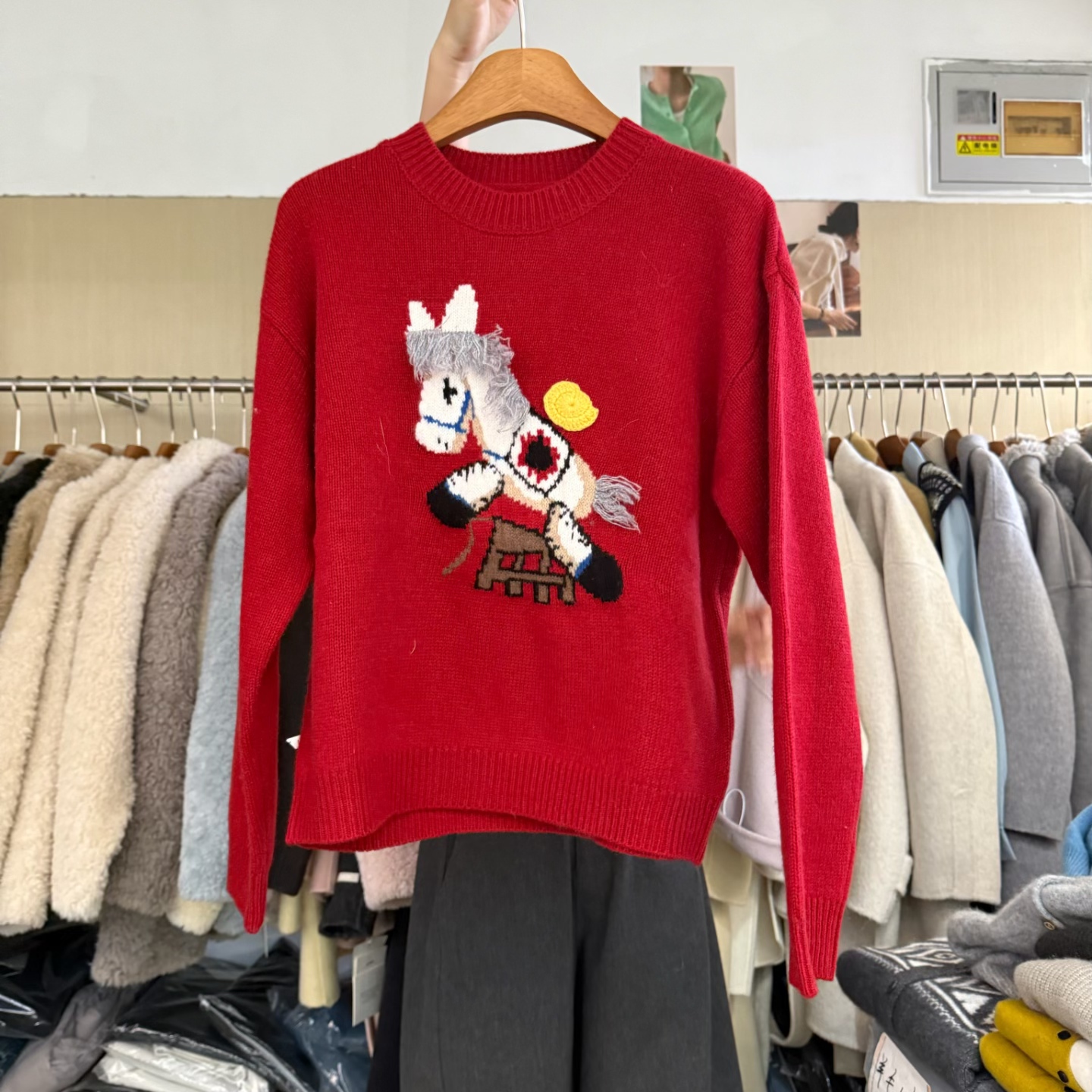 2025马年新运全羊毛套头毛衣女