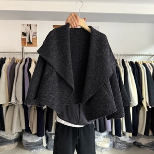 韩版宽松大翻领双面山羊绒大衣女2025秋冬时尚百搭减龄毛呢外套潮