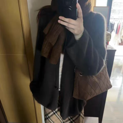 欧货高级感慵懒风针织开衫女秋冬