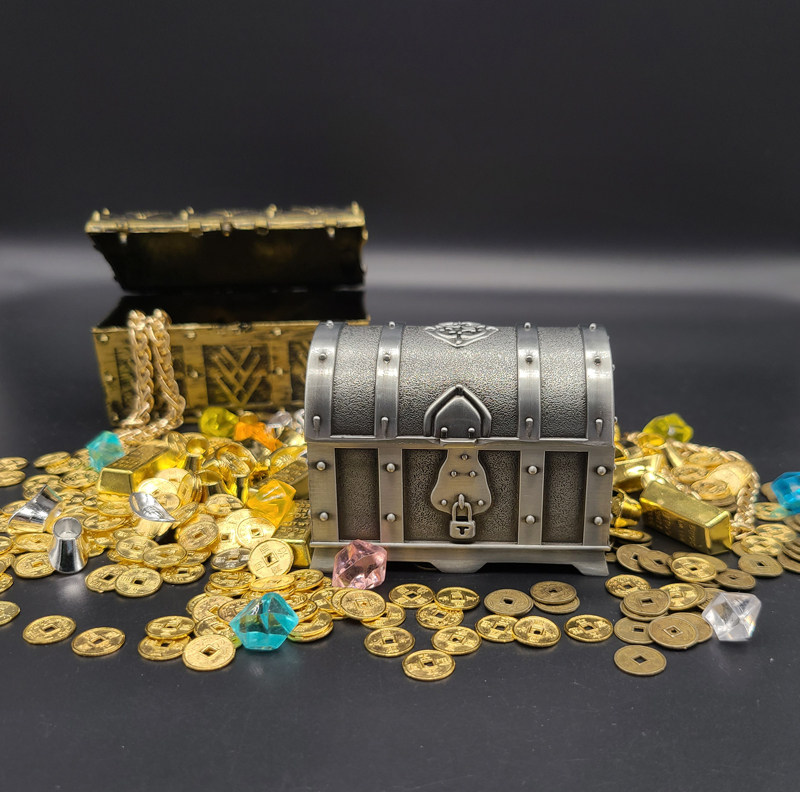 1/6兵人场景配件加勒比财宝箱海盗宝藏海贼箱子手办模型微缩金币
