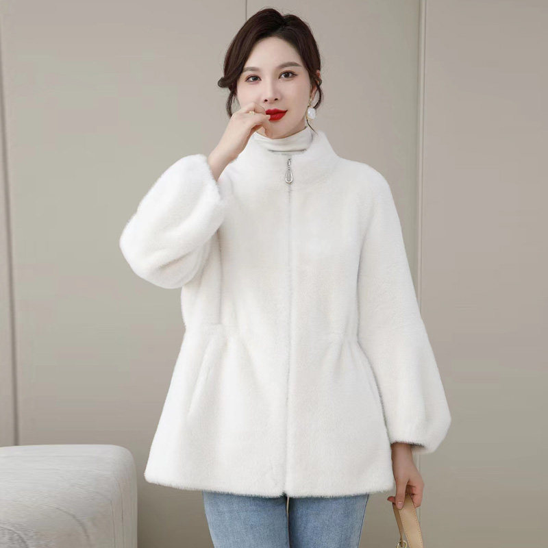 妈妈装冬装保暖皮毛一体水貂绒外套上衣服洋气女士金貂绒皮草大衣