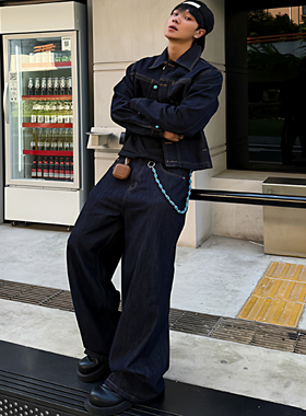 BLOOD RULE 复古阔腿垂感拖地原牛宽松美式水洗sagging情侶牛仔裤