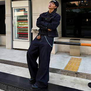 BLOOD RULE 复古阔腿垂感拖地原牛宽松美式水洗sagging情侶牛仔裤