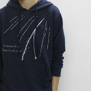 你的名字。陨石印花 日单卫衣毛圈套头帽衫 外贸原单动漫周边衣服