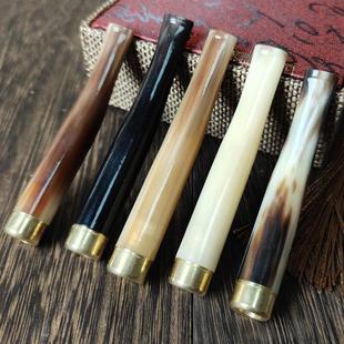 天然牦牛角烟嘴循环清洗拉杆加长滤芯香烟过滤器粗中细三用男士