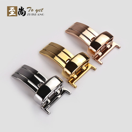 不锈钢表扣皮表带单边单开折叠扣