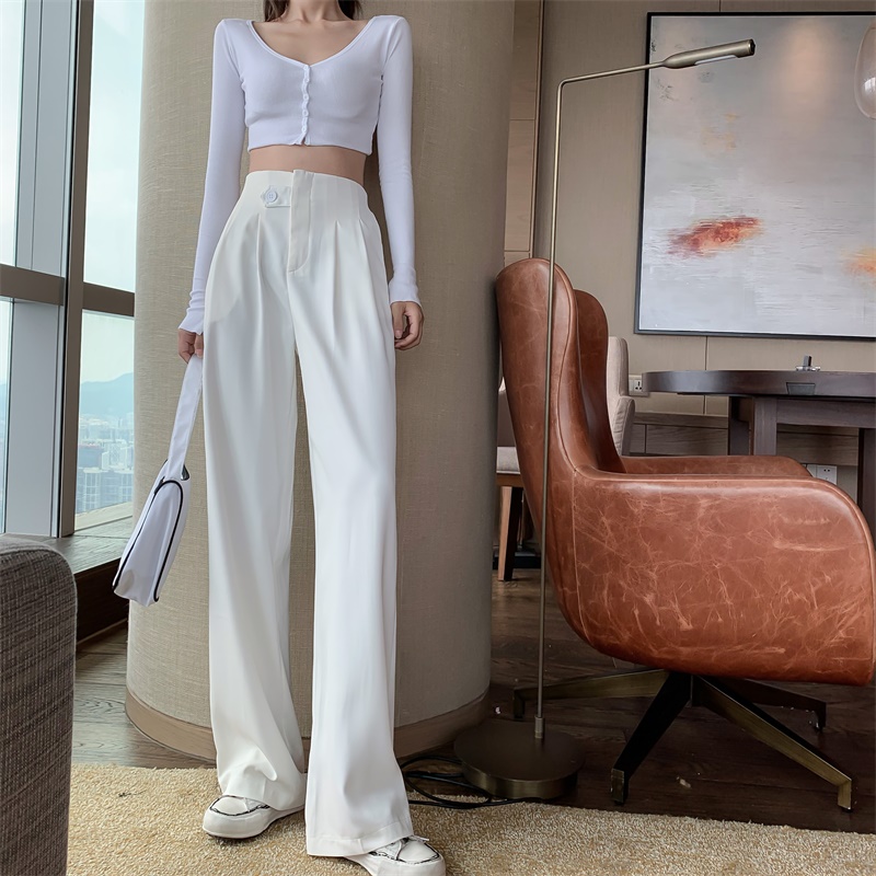 Real shot! Real price! Wide leg pants 2021 new leisure high waist loose and thin drop feeling floor dragging straight pants