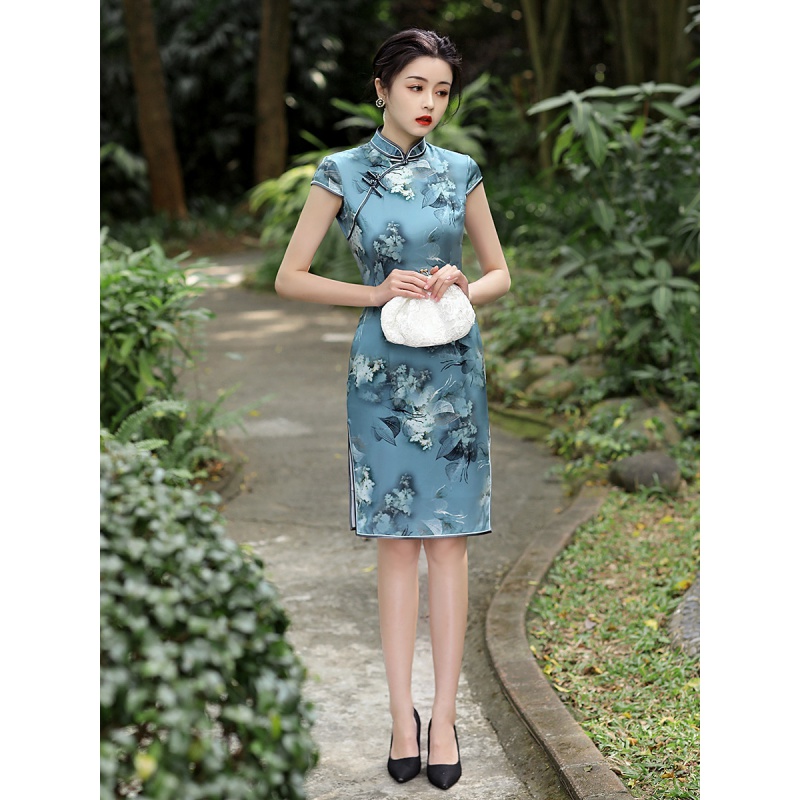 厂家直销新款中国风女装真丝旗袍