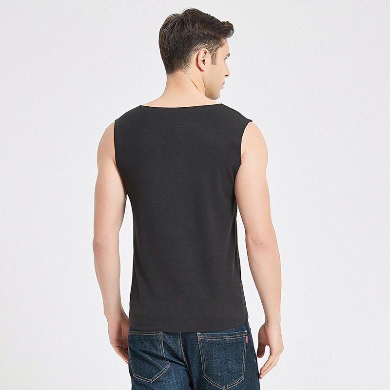 真丝无痕保暖背心男内穿德绒秋冬新款桑蚕丝针织加绒加厚打底上衣