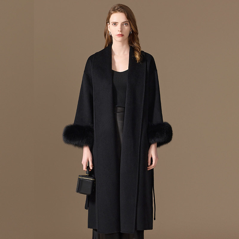 100山羊绒大衣女式长款秋冬新款