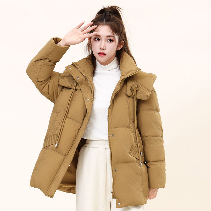 荣太小个子宽松连帽羽绒服女冬季