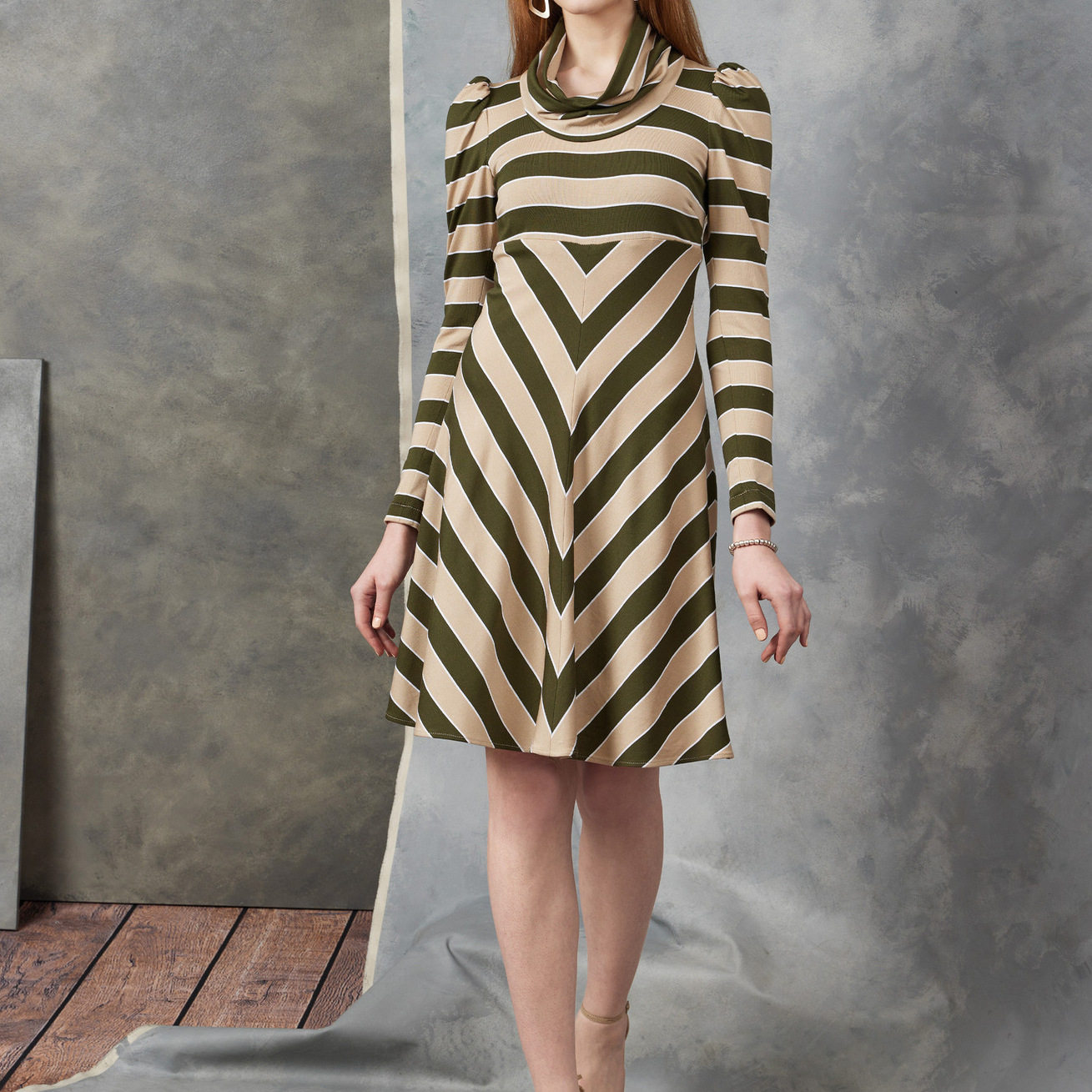 针织棉弹力条纹连衣裙优雅欧美职业定制做party tailored dresses