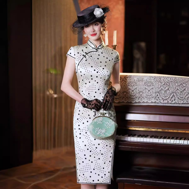 厂家直销新款中国风女装真丝旗袍