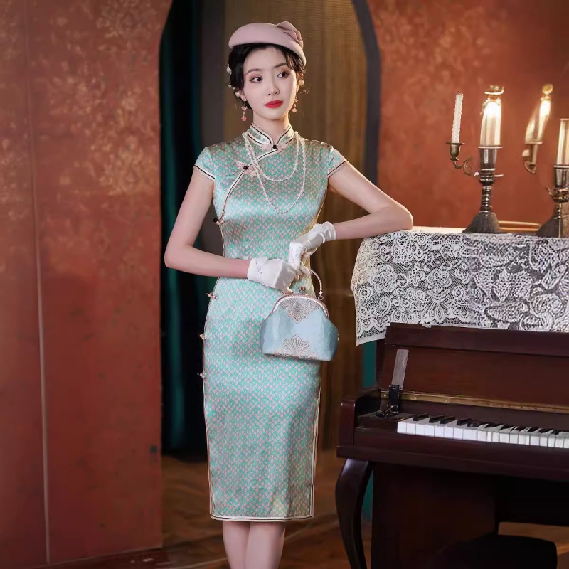 厂家直销新款中国风女装真丝旗袍