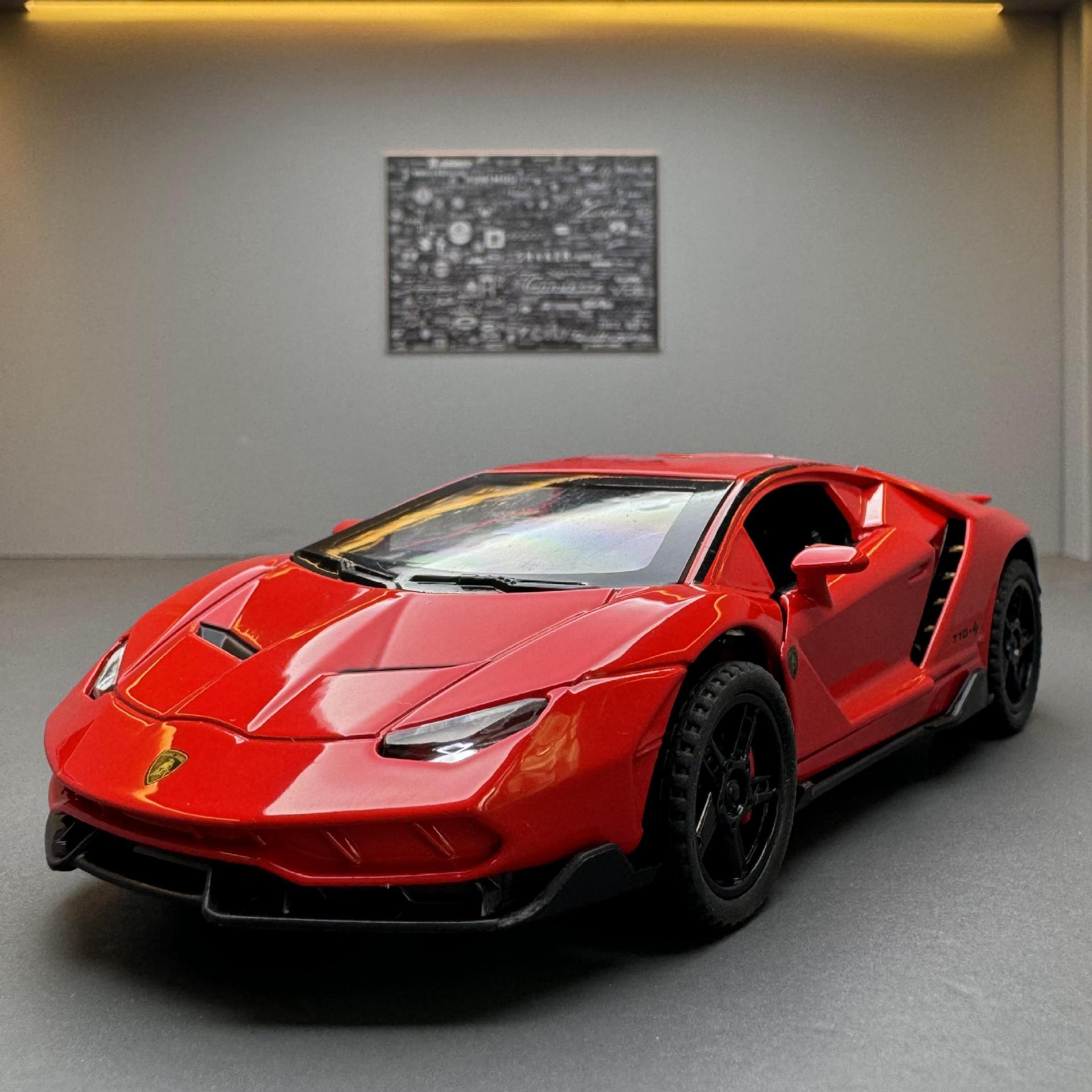 天鹰合金车模1比32兰博LP770跑车声光回力玩具车音乐模型摆件收藏