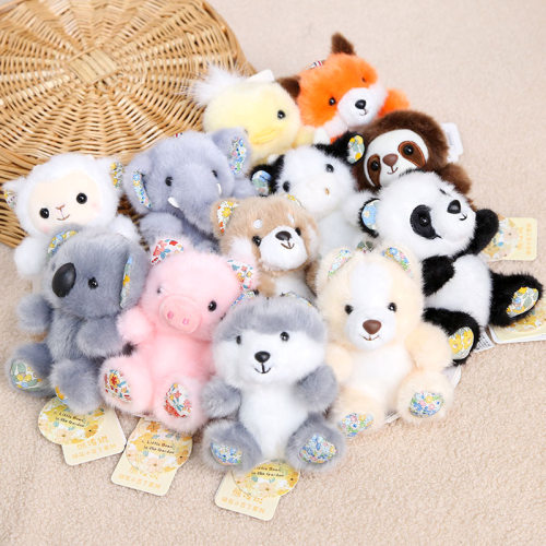 熊传说碎花小豆丁系列含香味掌中宝解压公仔包包挂件批发毛绒玩具