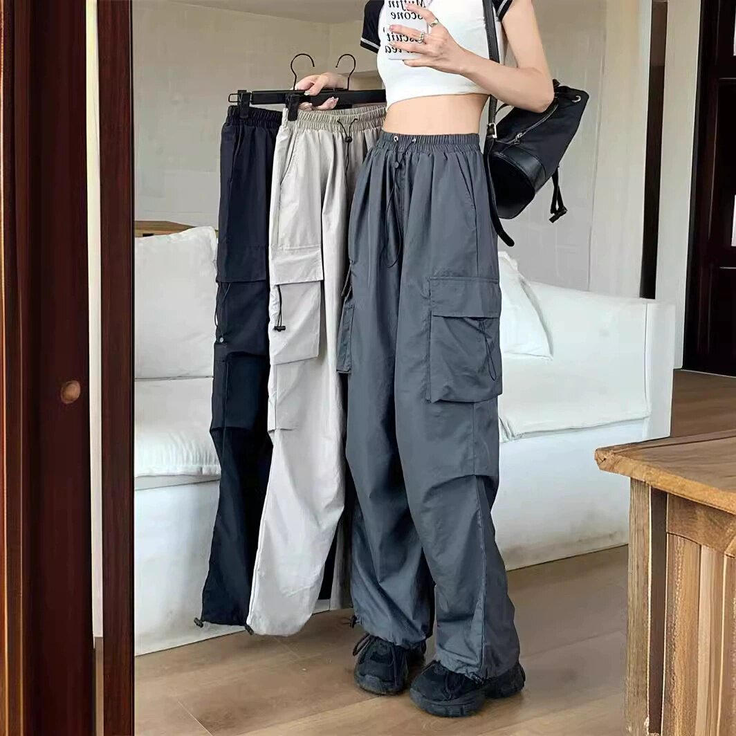工装裤子女童装薄款高腰阔腿长裤春夏少女新款宽松防晒休闲运动裤