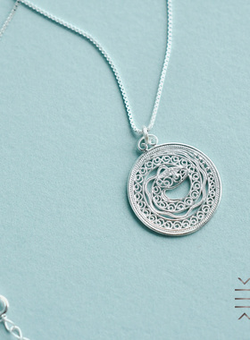 姜央男女皆可足银生肖蛇项链