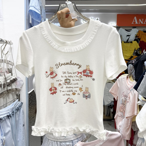 夏日可爱印花短袖显瘦减龄T恤