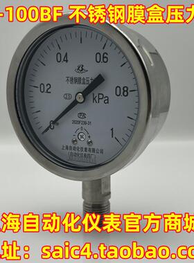 上海自动化仪表四厂不锈钢膜盒压力表YE-100BF燃气微压表KPA