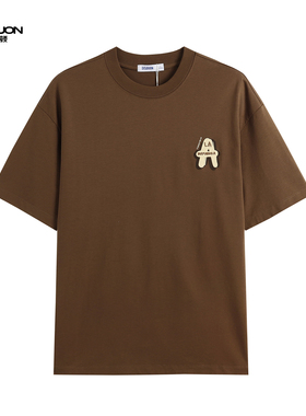 笛狮顿重磅纯棉短袖t恤男宽松上衣圆领套头T恤男潮DDB022048