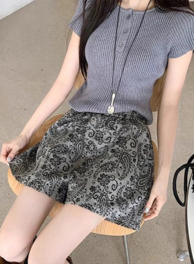 2025夏季新款设计感休闲裤女装时尚高腰阔腿裤胖遮肉显瘦短裤子女