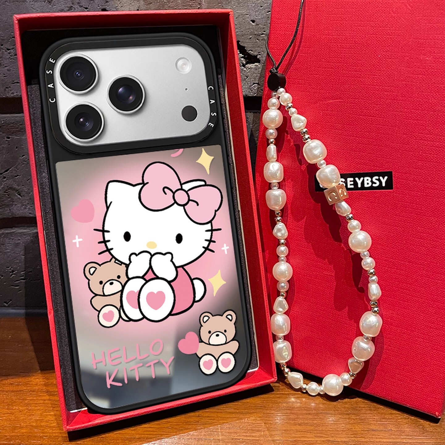 CASE联名粉晕染小熊kitty凯蒂猫适用iphone17promax壳苹果16pro保护套15可爱卡通13/14pro磁吸12镜面air