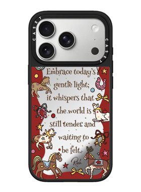 C家红色环绕英文骏马适用iphone17promax手机保护壳16pro苹果15磁吸MagSafe镜面新年14plus时尚13美式复古12