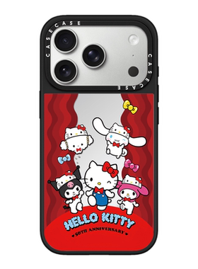 C家联名新年红色波浪三丽鸥Kitty猫适用苹果17promax手机保护壳iPhone16pro新年款15plus镜面MagSafe磁吸14pm