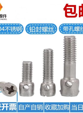 304不锈钢 铅封螺丝 电表螺丝 封表螺钉带孔螺丝M4 M5 M6 铅封钉