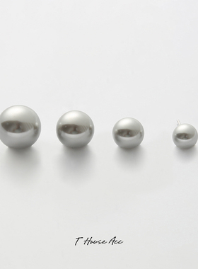 S925银针耳钉高级感真多麻银灰珍珠耳环轻奢气质明星同款耳饰精致