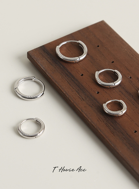 S999纯银耳环抗敏圆圈高级感耳圈耳骨睡觉免摘养耳洞耳钉耳饰男女