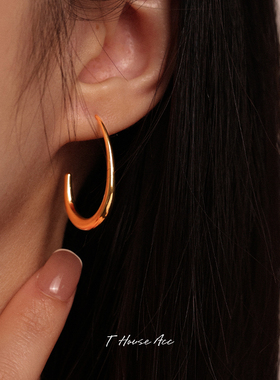 极简ins新款圆弧蛋形耳钩耳饰时尚冷淡风显脸瘦耳环女高级感耳钉