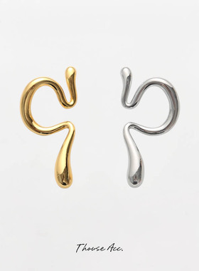 高级感设计扭曲几何不规则耳夹骨复古蛇形耳环个性无需打耳洞耳饰