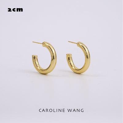 高级感老钱风金色hoop耳圈