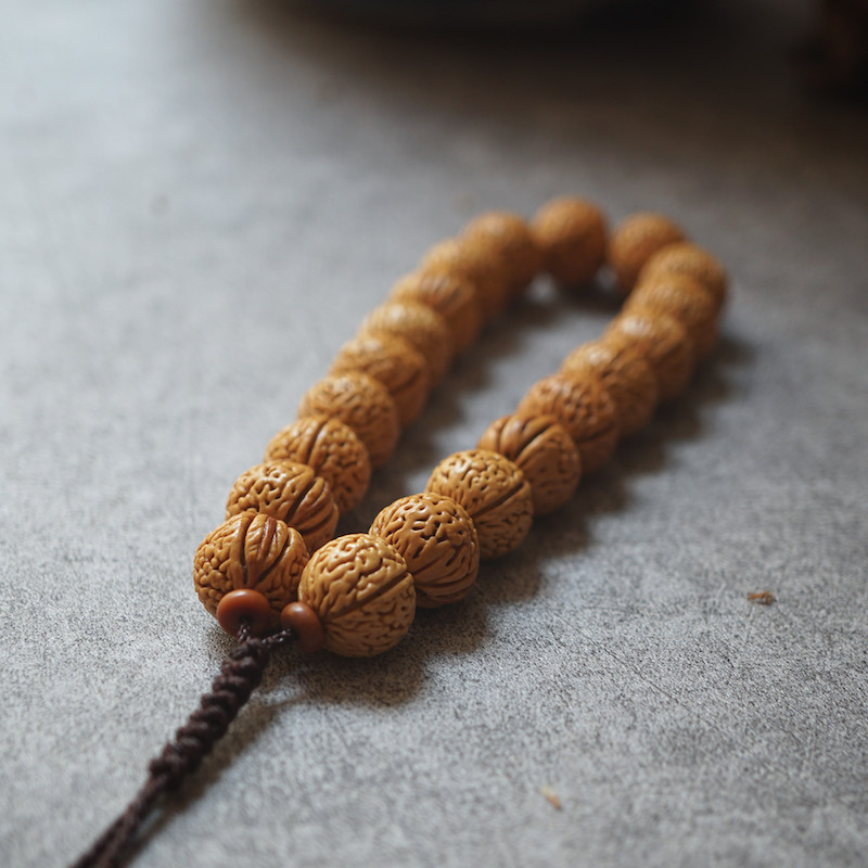 天然野生磨盘脑纹小核桃手串小尺寸矮桩文玩单圈秋子男女手持佛珠