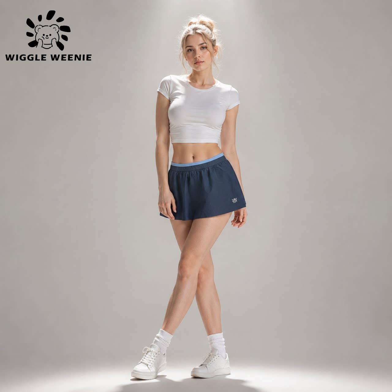 美式辣妹风藏青运动显瘦短裙