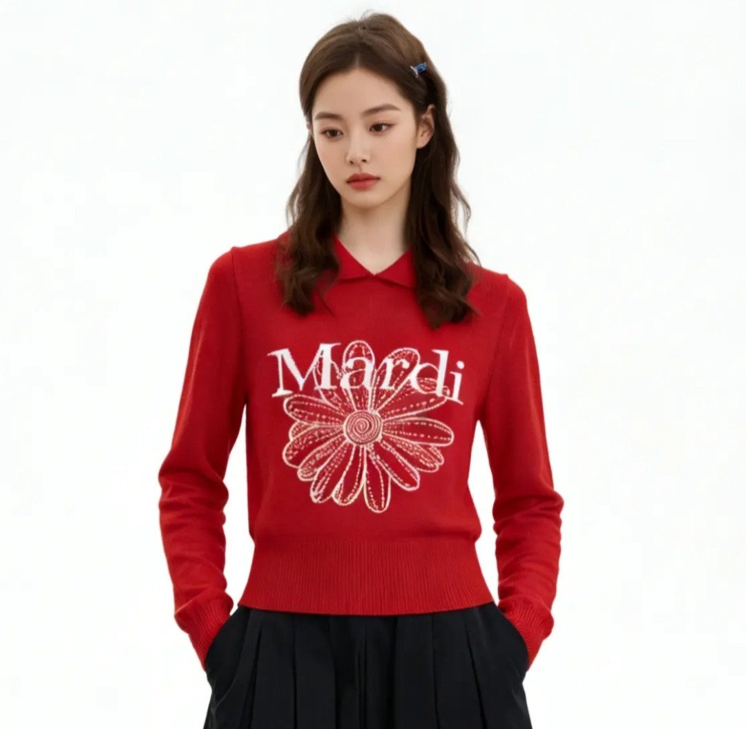 MARDI韩系轻奢慵懒风穿搭26早春新款针织POLO长袖毛衣上衣