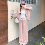 蓝色蕾丝拼接连帽减龄卫衣女2025年春季新款休闲阔腿裤，女装运动套装，浙宝288（原255）