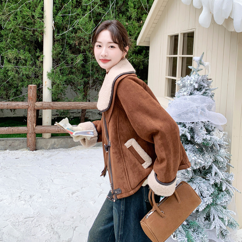 【新品】RF2B149-51104-P215控318焦糖大翻领羊羔毛,女装棉衣/棉服,浙宝288（原255）